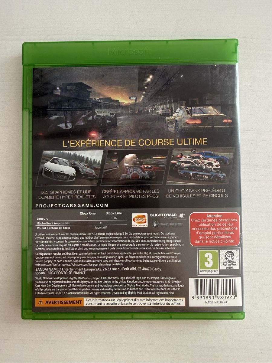 Microsoft Giochi: Project Cars - Jeu Xbox One – Nuovo (secondo la descrizione) da Sion venduto da fer_gwz6 2