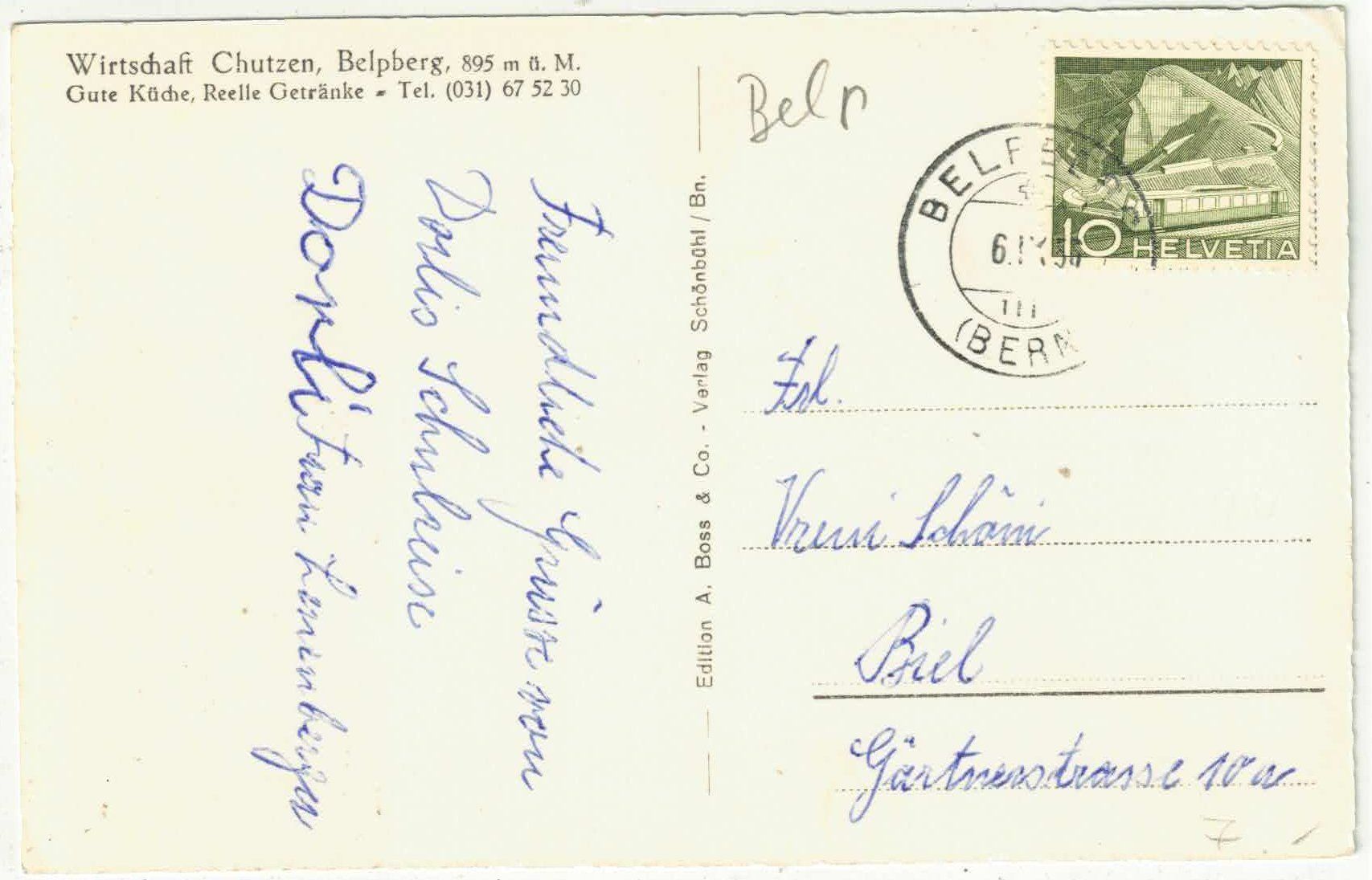 Cartes postales: Wirtschaft Chutzen - Belpberg – D'occasion à Ettingen par Kartenplanet 1