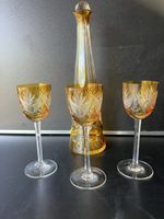 Karaffe und 3 Gläser Kristallglas