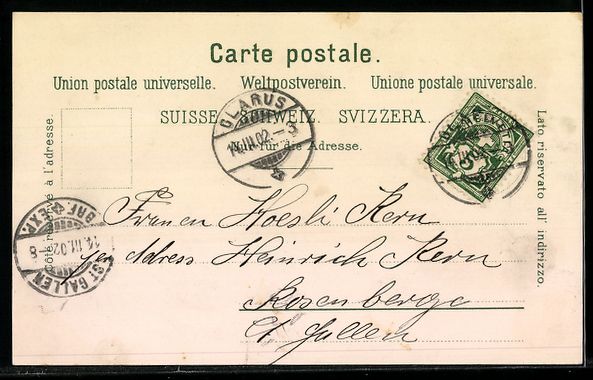 Ansichtskarten: Litho Glarus, Regierungsgebäude, Gesamt – Gebraucht aus Berlin von bartko-reher 1