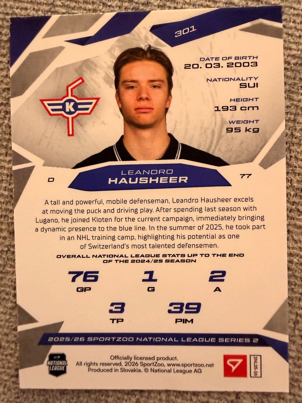 Sportzoo Carte collezionabili: Leandro Hausheer - Kloten - green parallel - 13/30 – Nuovo (secondo la descrizione) da Cheyres venduto da KeK04 1