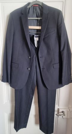 Dunkelblau Anzug Wolle Gr 50 Sakko Hose kaum getragen