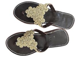 Handgemachte Leder-Sandalen - Creme 38