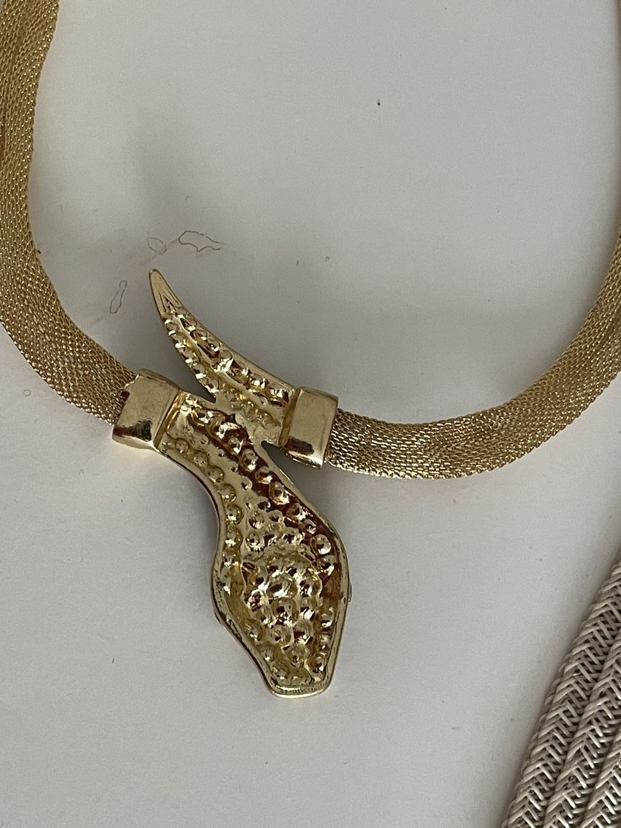 Catenine: vintege Collier serpent métal plaquer or strass – Usato da Worben venduto da benit.drn 7