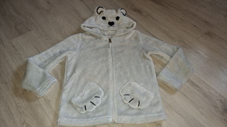 Süsser Teddy-Fleece-Pulli mit Kapuze Gr. 122/128 