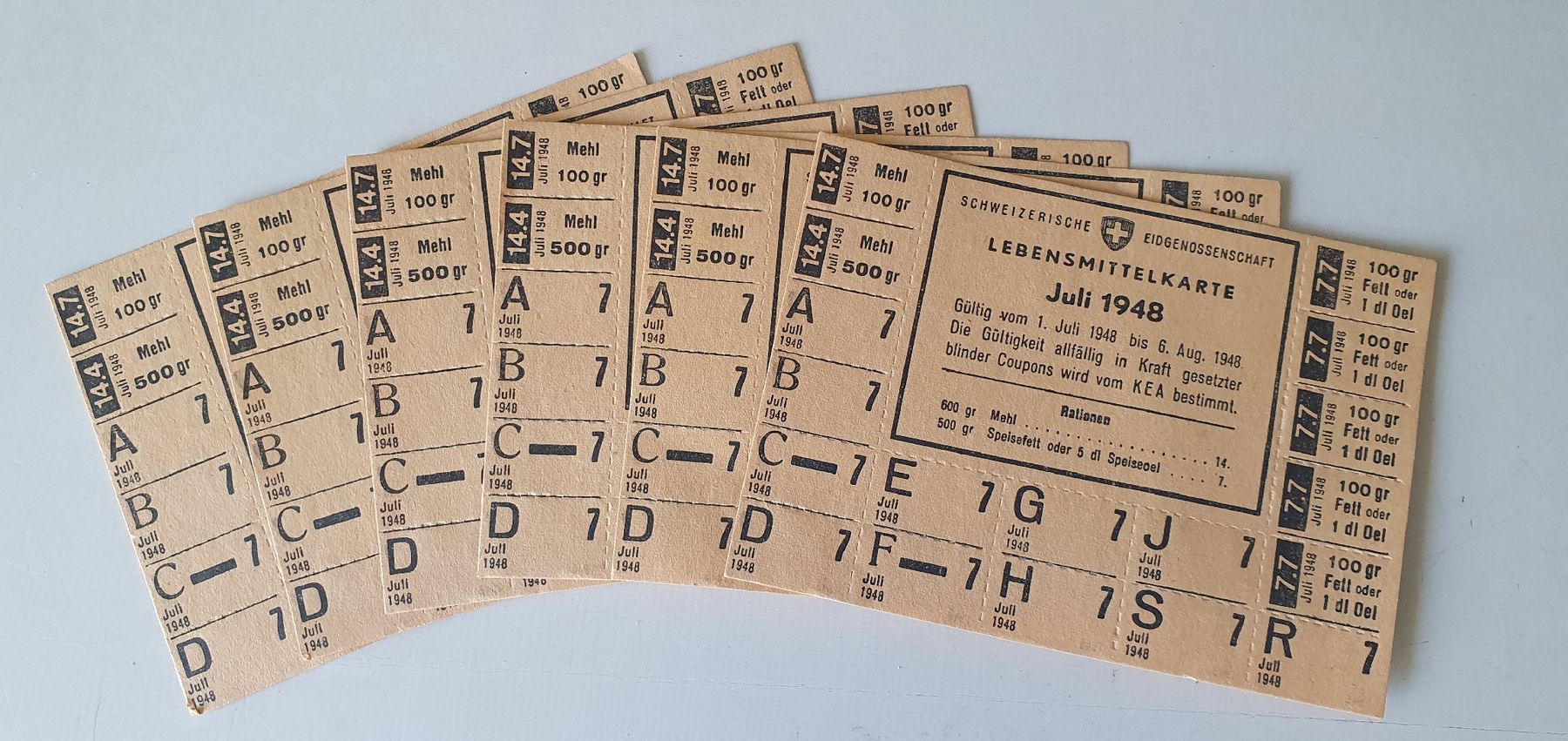 Autres collections & raretés: 7 Lebensmittelkarten – Neuf (Voir description) à Oberönz par bar_yqq5