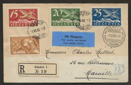 Flugpost Schweiz 1926 Genf Marseille Luftpost Erstflug