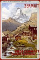 Blechschild-ZERMATT DORF AM BERG