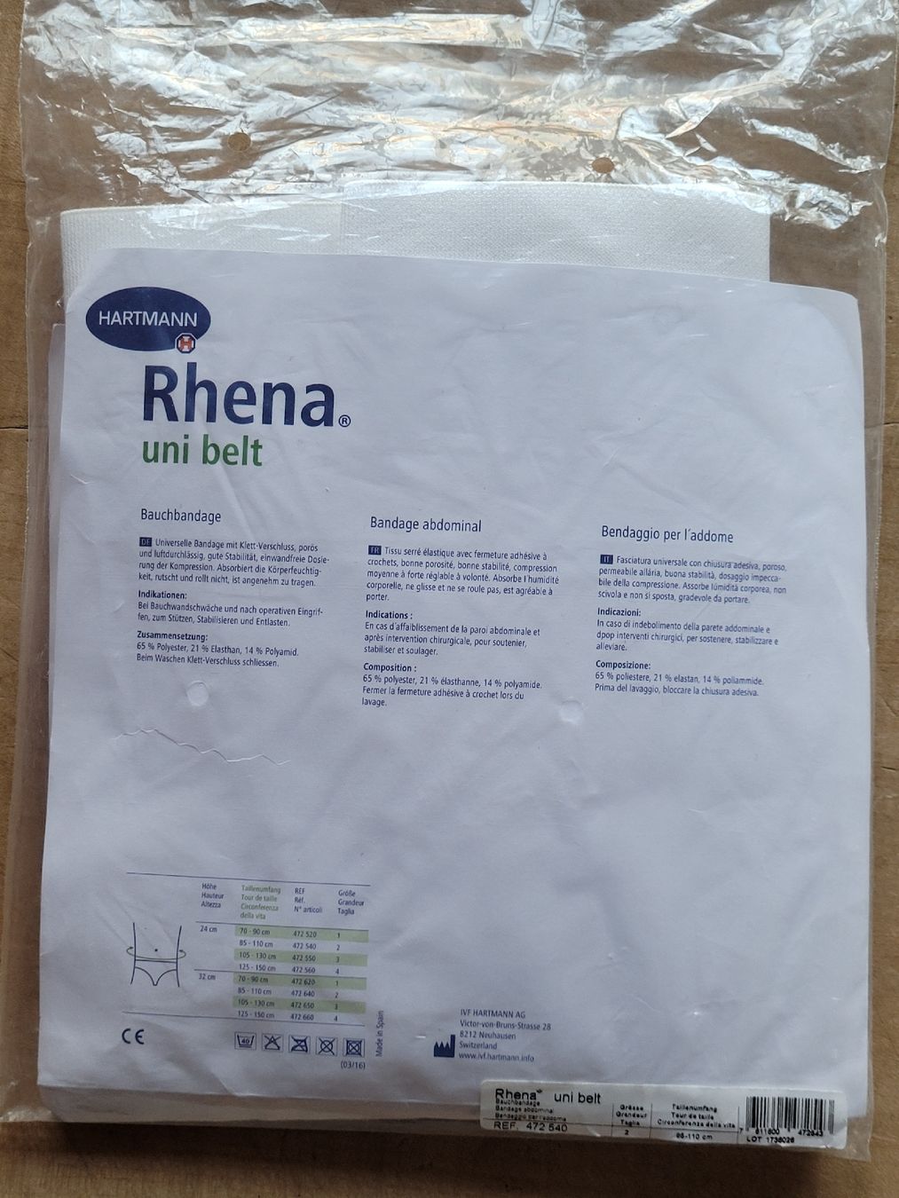 Gürtel: Rhena Bauchbandage, Bauchgurt, Gr. 2 – Neu und originalverpackt aus Zürich von Engiadinabassa 2