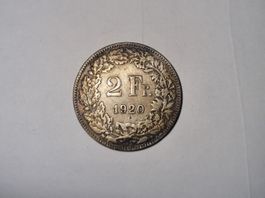 Pièce de 2 francs Suisse de 1920.
