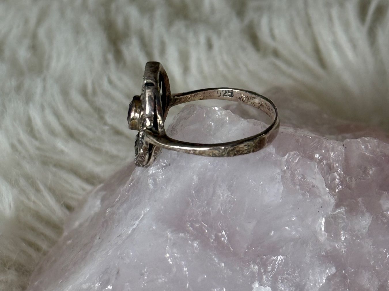 Anelli: Vintage Silberring 925 mit lila Stein – Usato da Istighofen venduto da Ringparadies 1