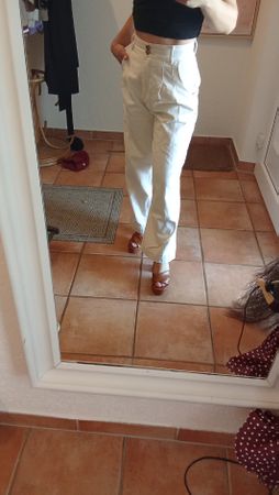 Pantalon large beige taille haute taille xs