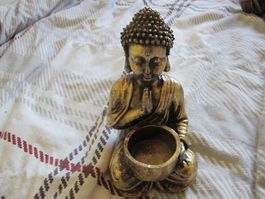 Buddha Bettentär Figur Teelichthalter  Goldig Wunderschön