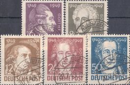 SBZ 234-238 Goethe-Geburtstag ganze Serie Ersttagsstempel