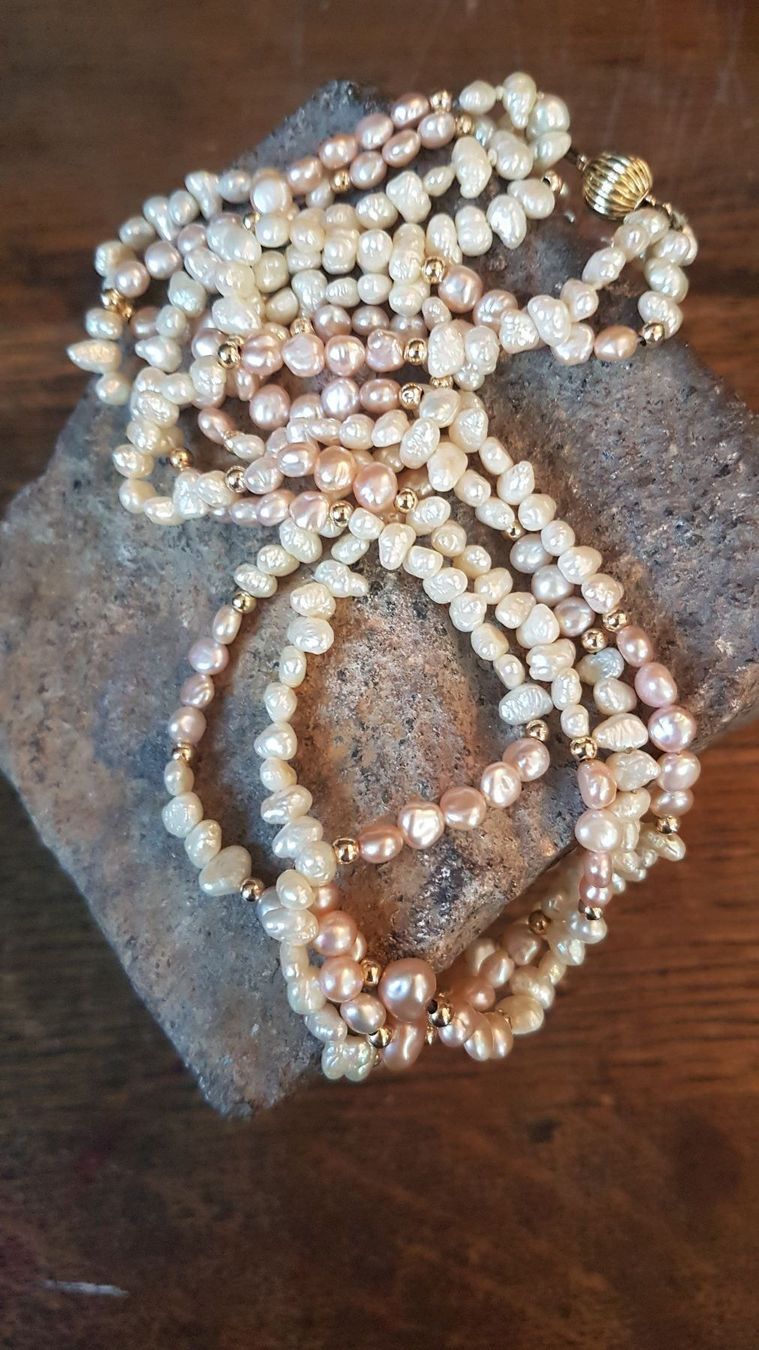 Ketten: Biwa Perlenkette mit echten Goldkugeln – Neu (gemäss Beschreibung) aus Unterägeri von Altgoldschmuck 3