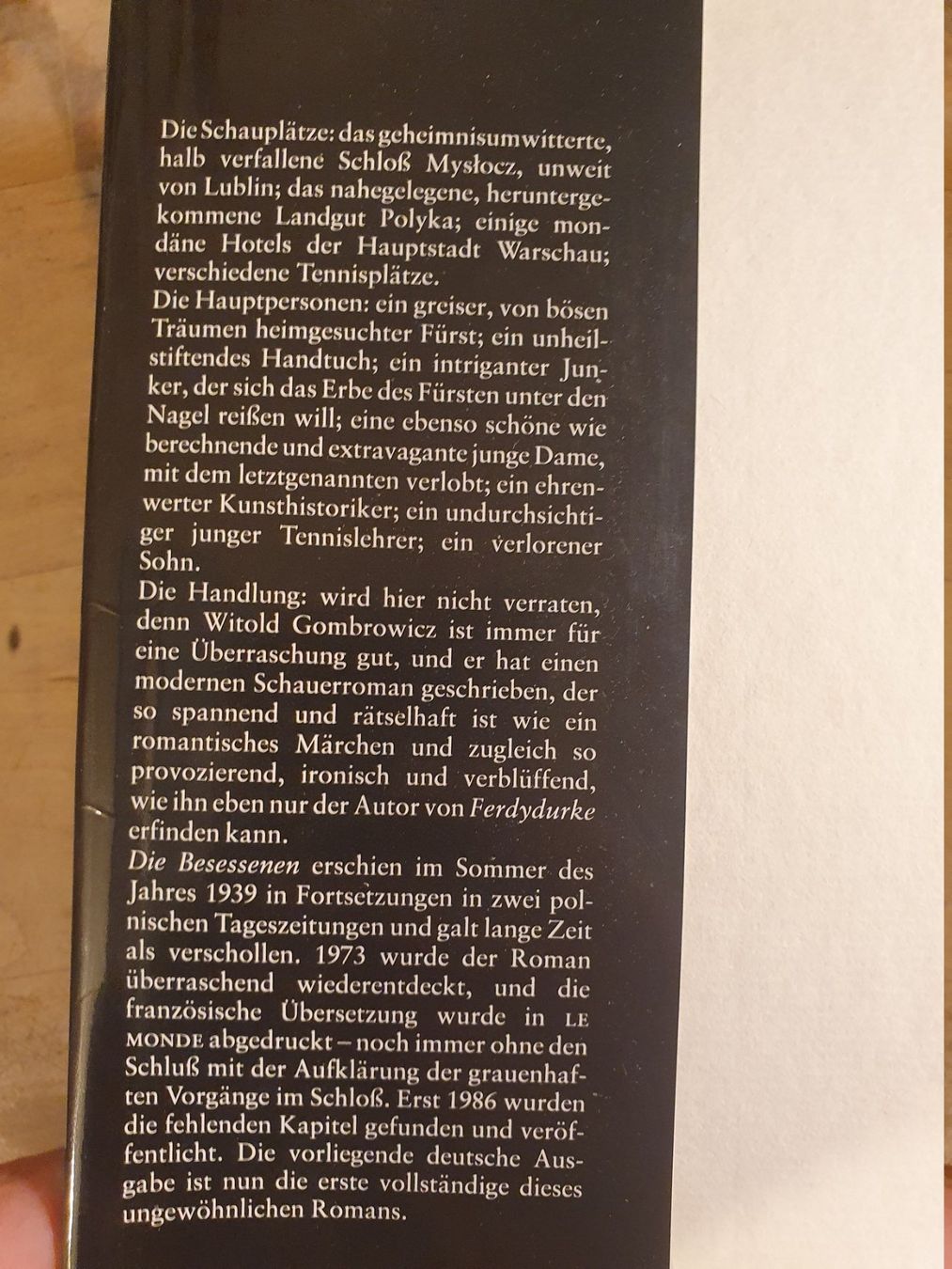 Libri: Die Besessenen Witold Gombrowicz Hanser – Usato da Zürich venduto da loosebone 1