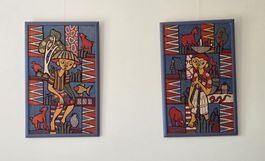 Indonesische Batik in Holzrahmen, ca 49*73 cm