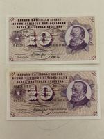 2 Schweizer Fr. 10.- Banknoten, unzierkuliert