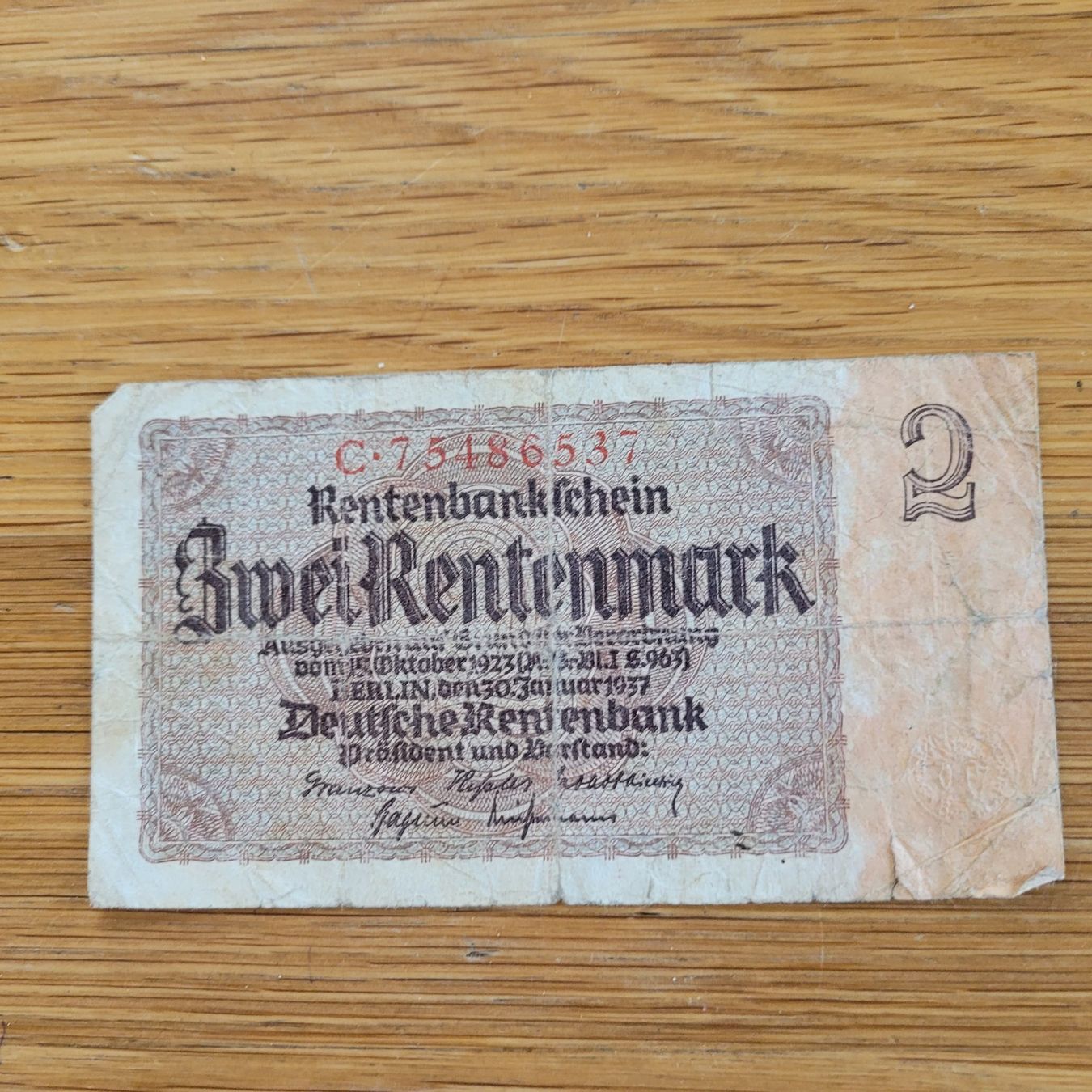 Billets de banque: Banknote Deutche Rentenbank – D'occasion à Biel/Bienne par Destockweb 1