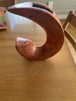 Ausgefallene Design Vase, Keramik, orange-braun marmoriert