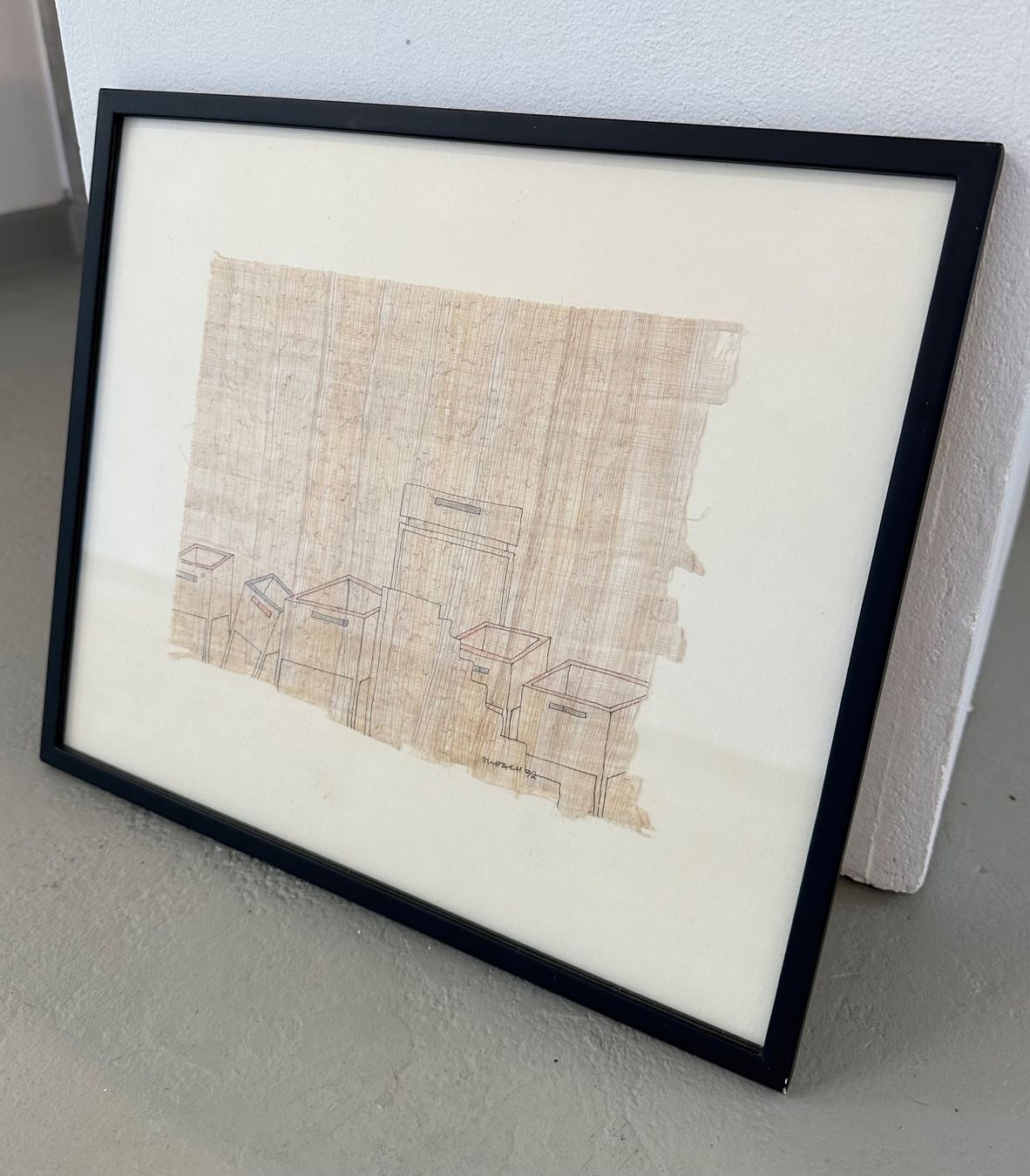 Tableaux: Composition sur papyrus, 1992, Alois Dubach – D'occasion à neuchatel par cabinetjuliart 1