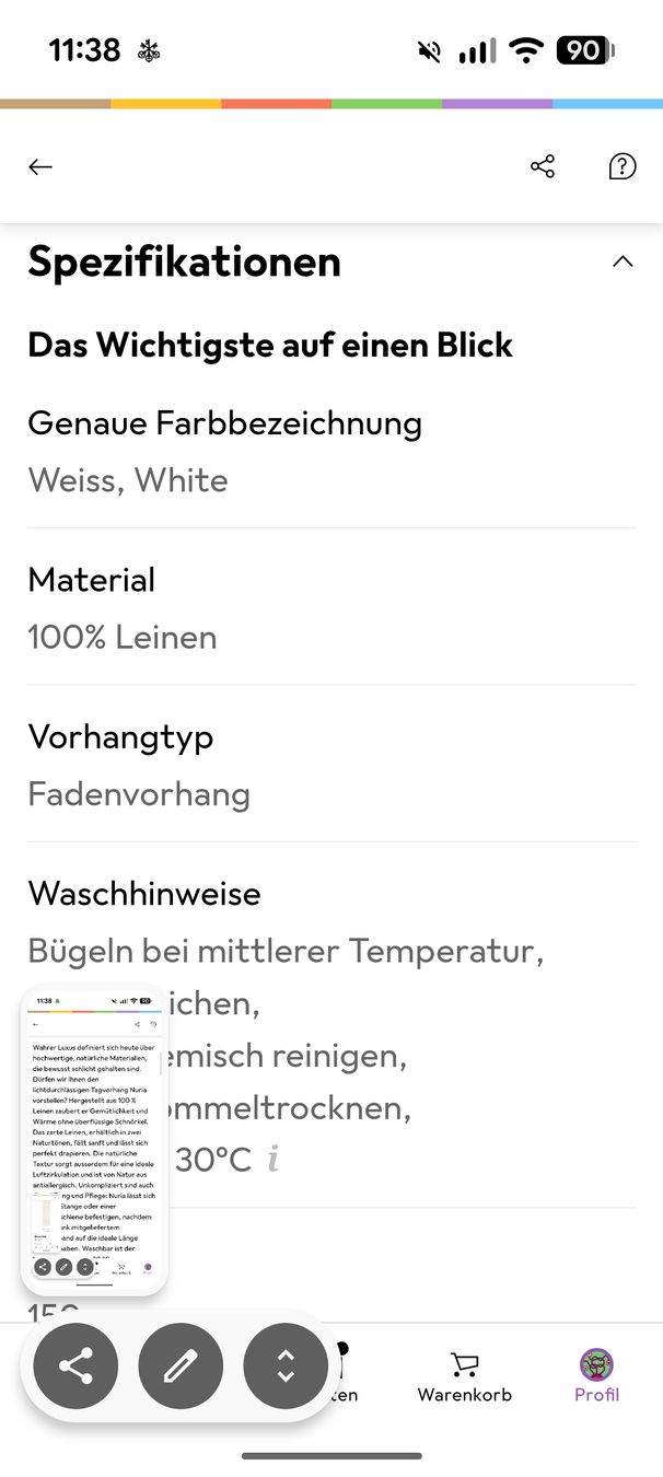 Vorhänge: Gardine Leinen – Neu (gemäss Beschreibung) aus Basel von lis_xs7z 3