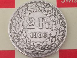 2 Franken 1906 ss, selten nur 0,4 Mio!