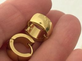 Luxus Elegante Creolen Mini Edelstahl Ohrstecker Farbe Gold