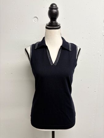 Morgan Top Gr. S blau Feinstrick Viskose Kragen