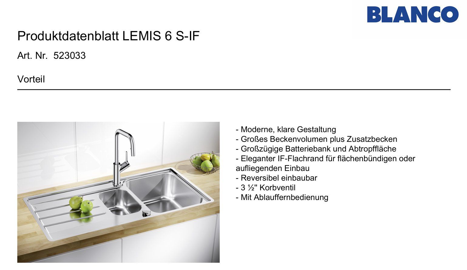 Blanco Lavabi & lavandini: 088 Blanco Spülbecken LEMIS 6 S-IF – Nuovo e nell'imballaggio originale da Derendingen venduto da Meisterstuecke 2