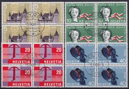1958, Nr.334-337 Viererblöcke mit Ersttags-Stempel, K: 40.-