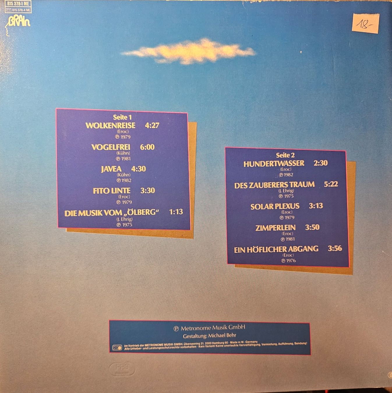 Schallplatten: Eroc ‎– Wolkenreise – Gebraucht aus Wahlen b. Laufen von Cg10 1