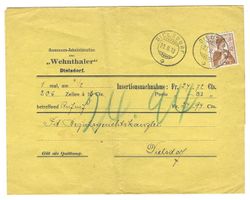 Dielsdorf 23.02.13 Insertionsnachnahme Zu# 121 Mi#115 [L37]