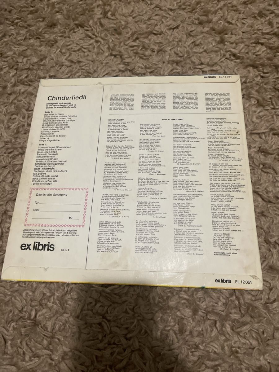 Dischi in vinile: Chinderliedli LP Ex Libris Kinderlieder Schallplatte – Usato da Unterkulm venduto da AnoliOccasion 1