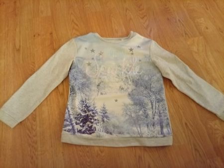 Winterpullover Mädchen, Glitzerprint, Grösse 158 / 164