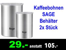 🟢 Kaffeebohnen 2x Stück SAGE Behälter Edelstahl /195B