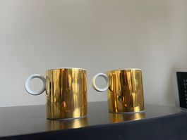 2 Gold Tassen Mario Grasso Nestle 2003 Goldglanz Rosenthal