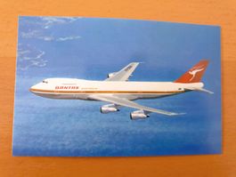 ALTE ANSICHTSKARTE - FLUGZEUG 747 B - QANTAS AIRWAYS