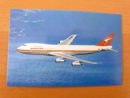 ALTE ANSICHTSKARTE - FLUGZEUG 747 B - QANTAS AIRWAYS