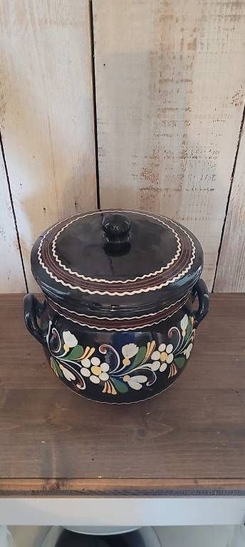 Töpfe: Keramiktopf mit Deckel floral, traditionell – Gebraucht aus Biberist von FarbAder 2