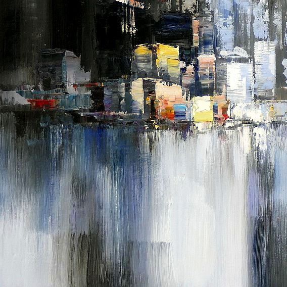 Riproduzioni & Creazioni: Abstrakt New York Skyline im Winter II – Nuovo (secondo la descrizione) da Larnaca venduto da KunstDepot24 2