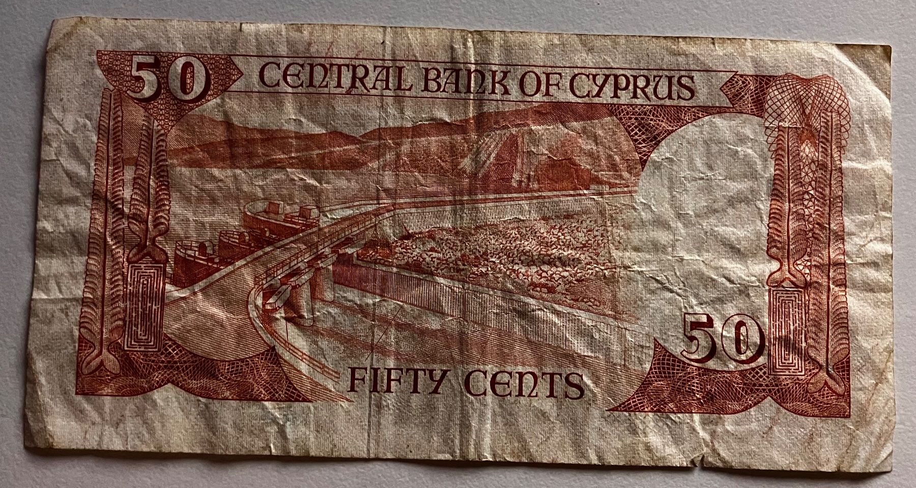 Banknoten: Zypern 50 Sent 1983 – Gebraucht aus Algetshausen von Carrhard 1