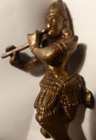 SELTENE ANTIKE HINDUISTISCHE GOTTHEIT-MESSING,-MIT FLAUTE-12