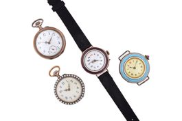 Lot mit 4 kleinen Armband und Taschenuhren Silber Perlen