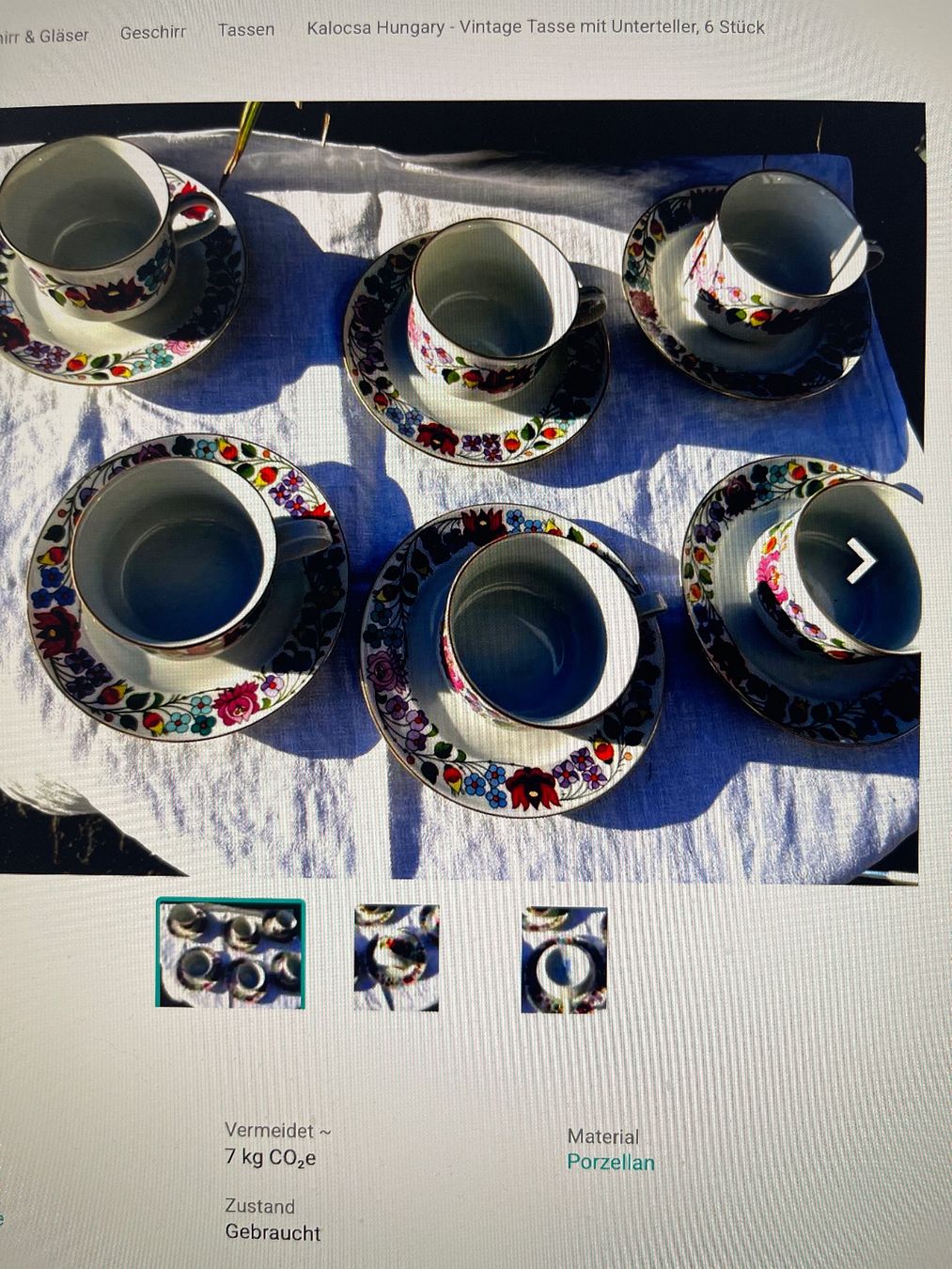 Tazze: KALOCSA-Vintage 6 Tasse mit Unterteller – Usato da Gutenswil venduto da yneB1943