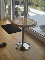 Beistelltisch rund Holzfurnier Chromfuss Art Deco