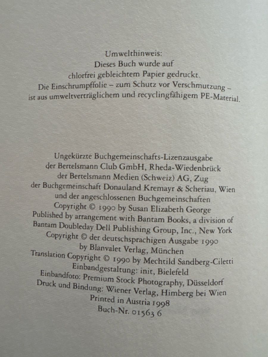 Bücher: Buch Roman von Elizabeth George – Gebraucht aus Rümlang von euqinom16 3