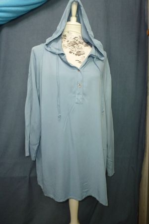 KAPUZEN HEMD TUNIKA BLAU GR L REINE VISCOSE LOCKER LUFTIG NE