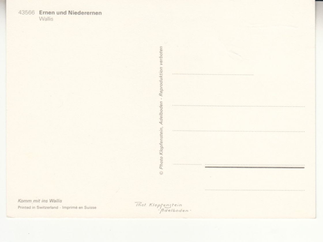 Cartoline postali: Ernen Nierderernen ca. 1970 – Usato da Bürglen TG venduto da StampGraf 1