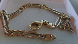 750 massiv gold zeitloses figaro bracelet 13gr bicolor